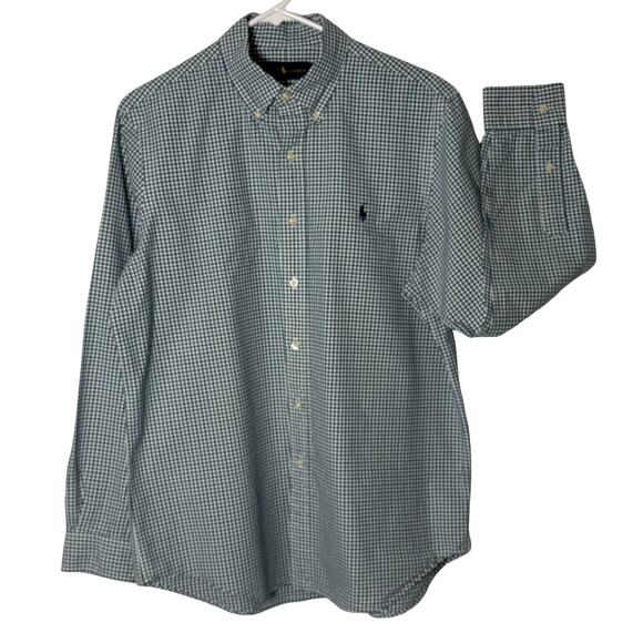 Ralph Lauren Mens Long Sleeve Shirt Size L Blue Green Button Down Blue Label - Picture 1 of 11